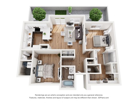 a 3 bedroom floor plan is shown in this illustration